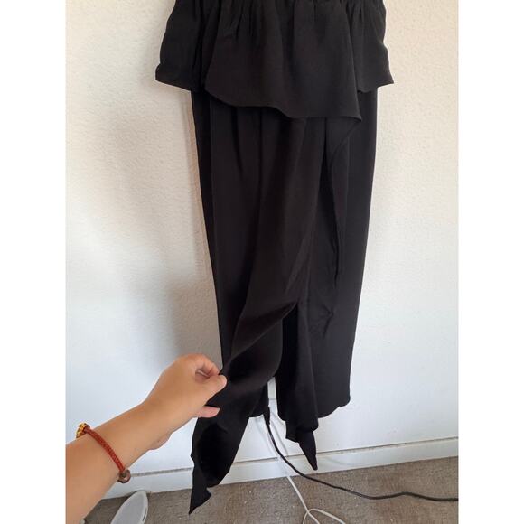 Ulla Johnson Marion Puff-Sleeve Belted Peplum Midi Dress Noir US6 - Picture 9 of 10